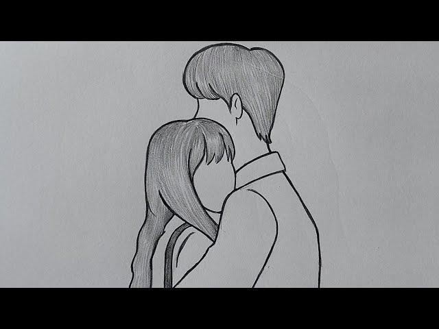 Couple drawing easy || Pencil sketch of a loving couple || Easy step by step drawing for beginners