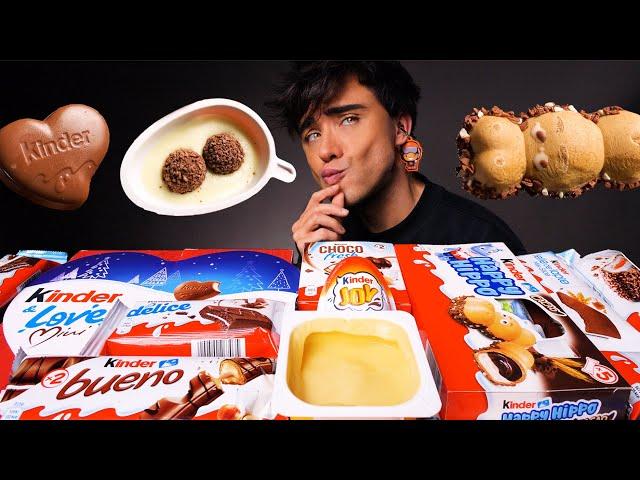 ASMR KINDER CHOCOLATE PARTY Happy Hippo, Kinder Joy, Sponge Cake, Maxi King, Bueno 먹방 Eating Sounds