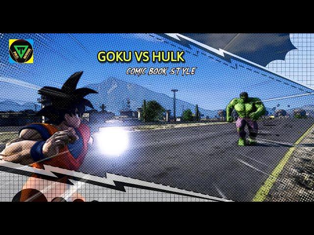 GTA 5 Mod Showcase: Comic Book Style Goku vs. Hulk Death Battle - Intense Combat!