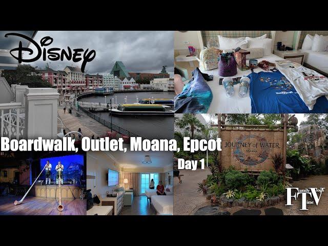 Disney Day 1: New Updated Boardwalk  Review, Epcot Hurricane Fun ️ & Outlet Haul! ️ Florida Vlog