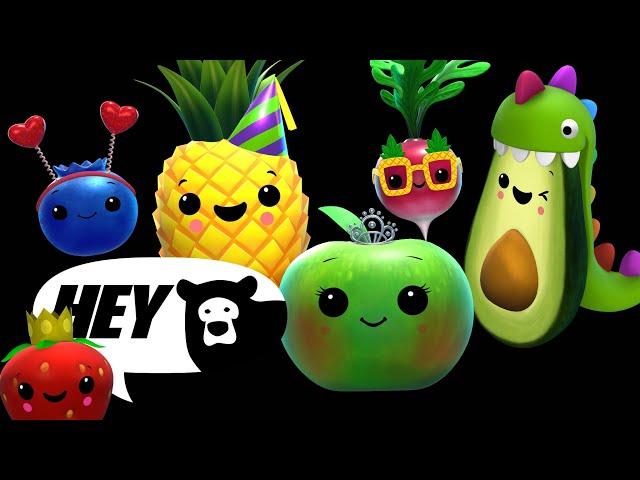 Hey Bear Sensory - Birthday Dance Party! - Dancing Fruit - Fun Animation and Upbeat Music!