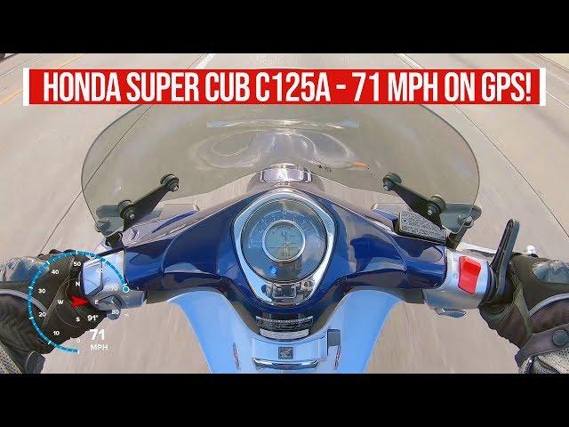 2019 Honda Super Cub: Top speed run with Kitaco 15T front sprocket // 71 MPH on GPS!