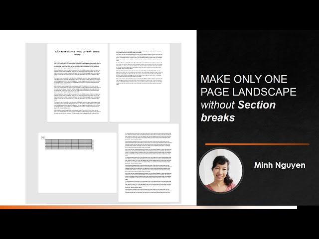 How to make only one page landscape WITHOUT section breaks, while the rest are portrait