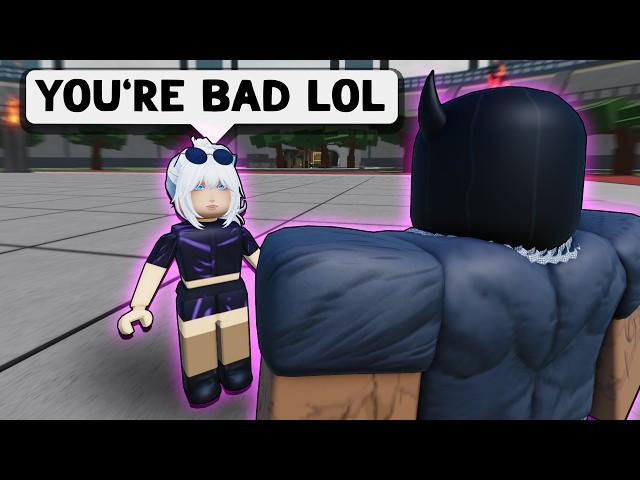 Trolling TOXIC GOJO FAN E-GIRL in ROBLOX Heroes Battlegrounds