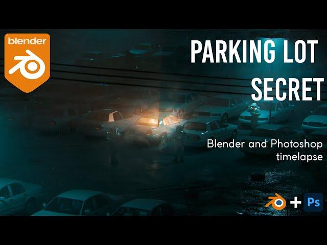 Parking lot Secret Timelapse - Concept art in Blender