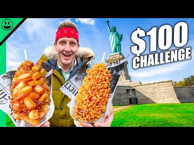 $100 NYC Street Food Challenge!! Say Goodbye To Your Money!!