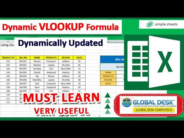 Using Dynamically Updated Vlookup Formula in Excel