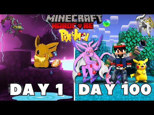 I Survived 100 DAYS as Eevee POKEMON in HARDCORE Minecraft! अभी मजा आयेगा बिडू ||