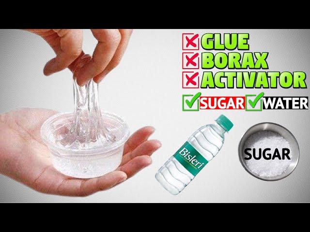 WATER AND SUGAR SLIME/HOW TO MAKE WATER AND SUGAR SLIME WITHOUT GLUE BORAX/SLIME MAKING AT HOME EASY