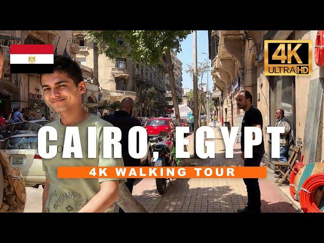 4K Cairo Walk | Cairo, Egypt Walking Tour - Strolling El Gaish & El Attaba Market | 4K HDR 60fps