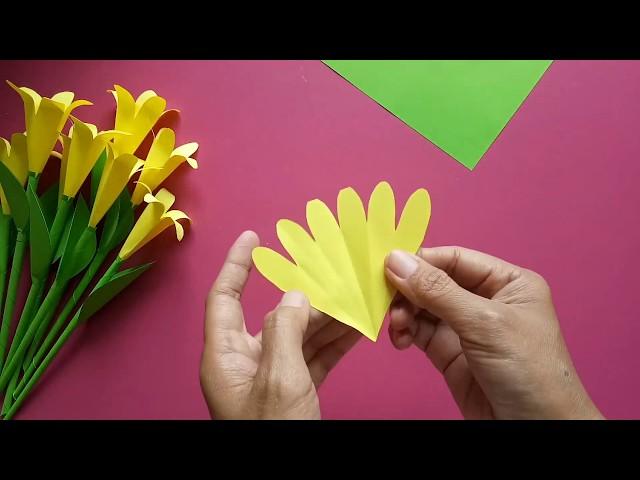 Cara Membuat Bunga Terompet dari Kertas Origami || How to Make Trumpet Flowers from Origami Paper