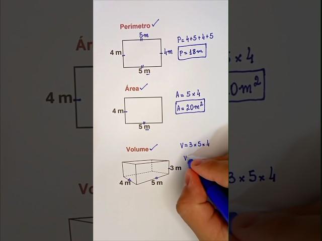 Perímetro, Área e volume #matematica #aprender #escola