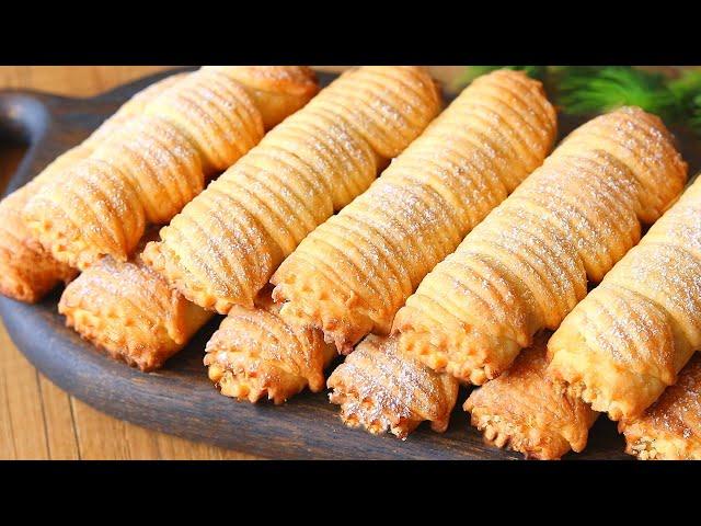 Curd cookies with delicious nut filling. Favorite cookies.