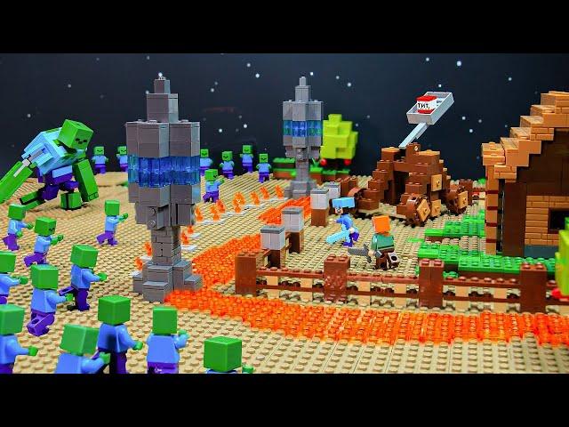 Zombie Apocalypse VS  The Most Secure Tower  | Lego Minecraft Animation BRICKMINE