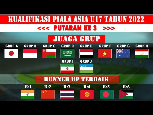 Juara Grup & Runner Up Terbaik Sementara Di Kualifikasi AFC u17 Tahun 2022 [Pertemuan ke 3]