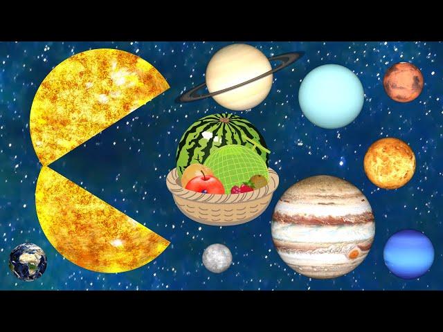 Planet Sizes fruit Solar System Comparison Planets Comparison  Planets for Kids for baby惑星を学ぼう　子供・幼児