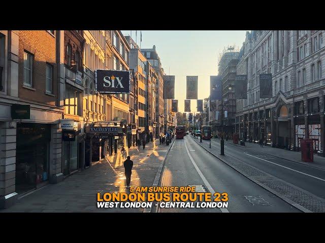 Early Morning London Bus Ride: Upper Deck Ride on Bus 23 from Great Western Road to Aldwych 