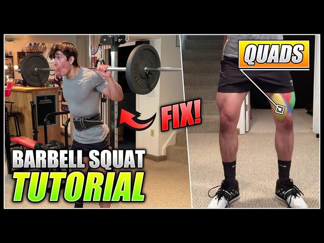 How to do the BARBELL BACK SQUAT! | 2 Minute Tutorial