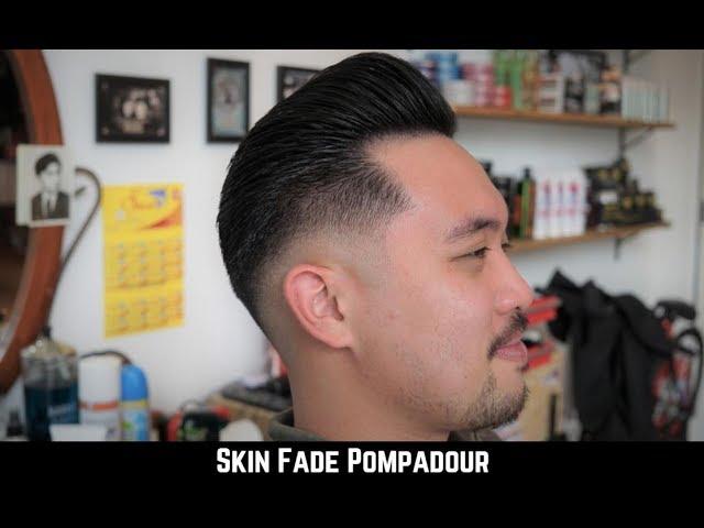 Classic Skin Fade Pompadour Haircut - Stiff Asian Hair