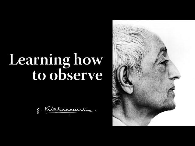 Learning how to observe | Krishnamurti