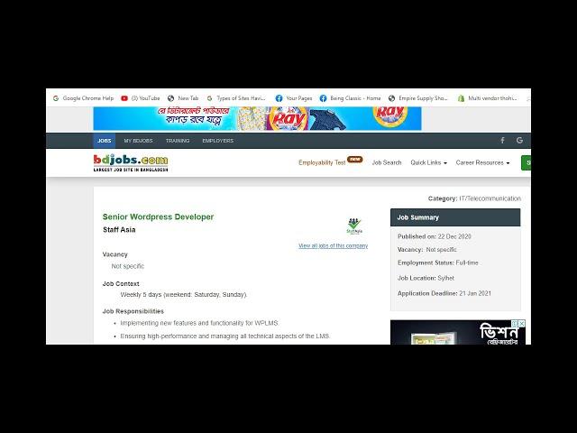 Senior WordPress Developer Job in Bangladesh