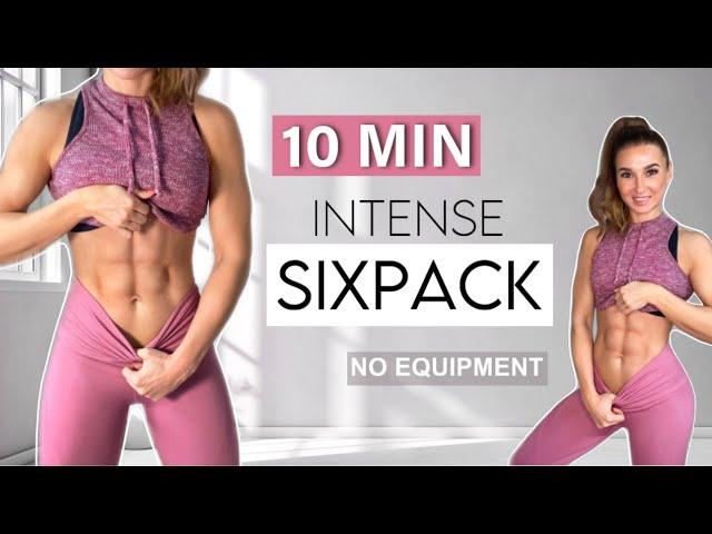 10 MIN INTENSE SIXPACK WORKOUT - Hardcore! Expert Level / No Equipment / No Repeat /  Katja Believe