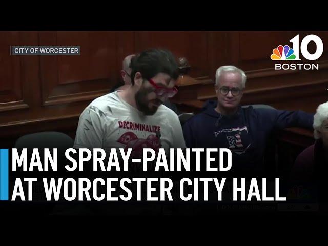 Man's face spray-painted in attack at Worcester City Council meeting