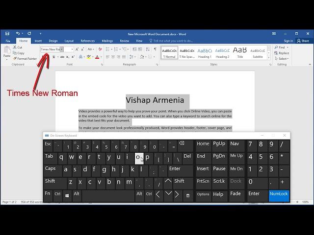 How to Change Font to Times New Roman, 12 point in Word