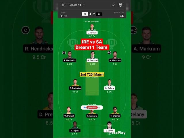 IRE vs SA dream11 prediction ll ire vs sa dream11 team ll ire vs sa 2nd t-20 match