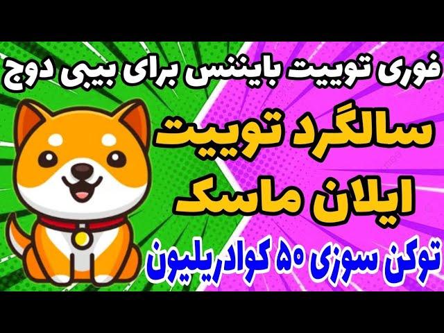 خبر فوری توییت صرافی بایننس برای بیبی دوج؟ سالگرد توییت ایلان ماسک؟توکن سوزی ۵۰ کوادریلیون بیبی دوج؟