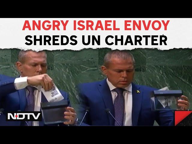 Palestine Latest News | Angry Israel Envoy Shreds UN Charter After Palestine Membership Vote