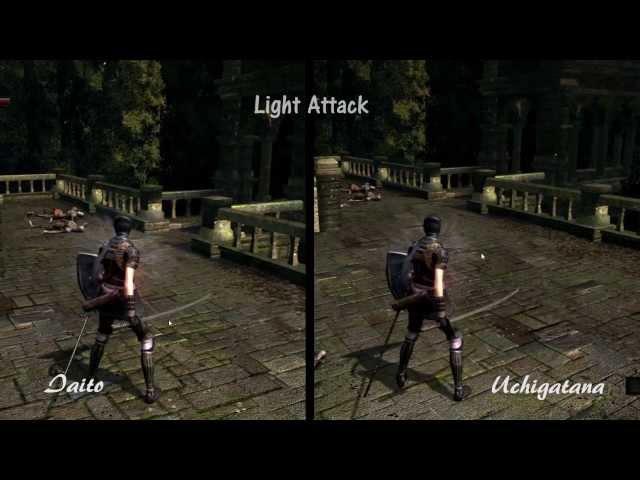 Dark Souls - Uchigatana vs Iaito moveset comparison