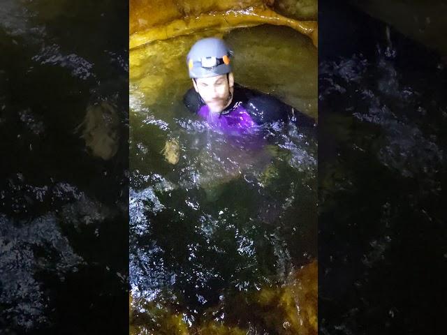 Crazy underwater cave squeeze