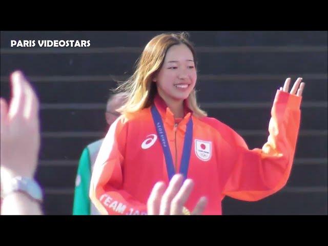 Coco Yoshizawa 吉沢 恋 (Skateboard Japan) celebrates her gold medal @ Paris Olympic Games 29 july 2024