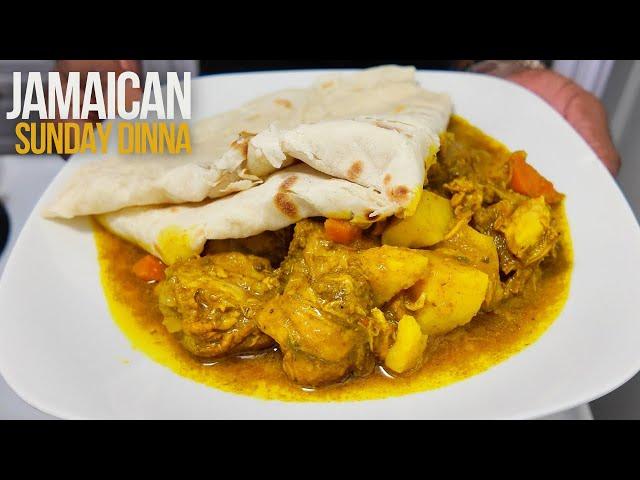 JAMAICAN SUNDAY DINNA | CURRY CHICKEN, OIL ROTI & CORNMEAL PUDDING | WEEK #5  | Hawt Chef