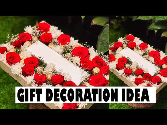 Gift decoration idea /flowers and chocolates  /KRAFT AREA