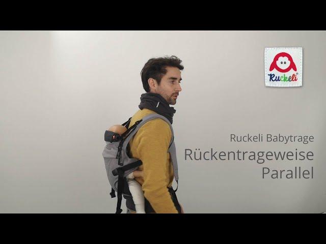 Ruckeli Babytrage - Rückentrageweise mit Parallelverlauf der Schultergurte