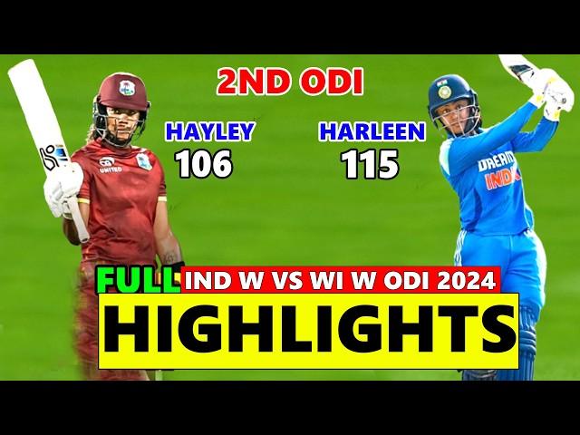 India Women Vs West Indies Women 2nd Odi Full Match Highlights 2024 | Ind w vs WI w Highlights