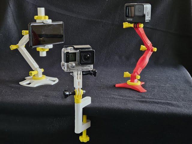 3D printed Desktop Modular mounting system for Smartphones & GoPro