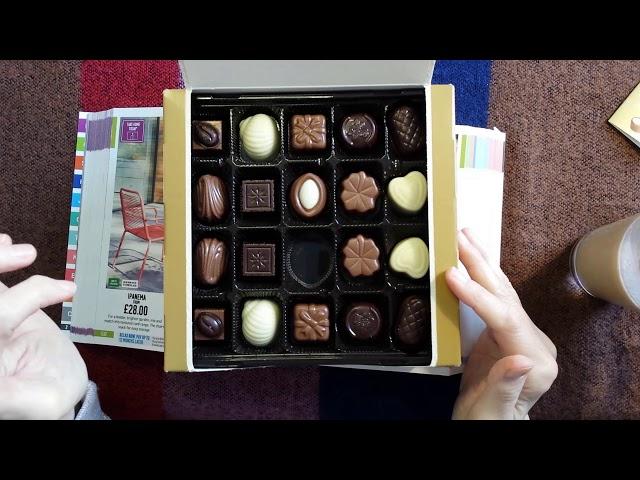 ASMR | Chocolate (Candy) Unboxing / Tasting & Whispered Magazine Browsing Page Turning & Coffee!