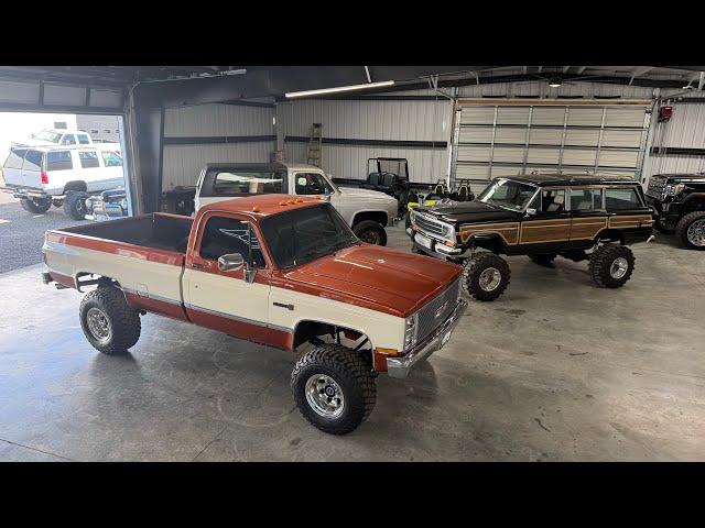 Finishing touches on 2 classic square bodies restoration complete and Wagoneer sold shipping out