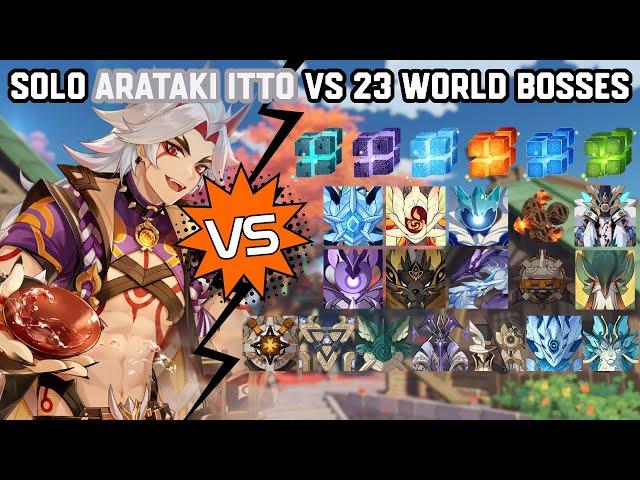 Solo C0 Arataki Itto vs 23 World Bosses Without Food Buff | Genshin Impact