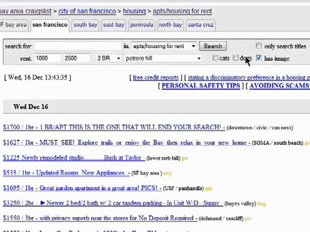 Using Craigslist to find rentals