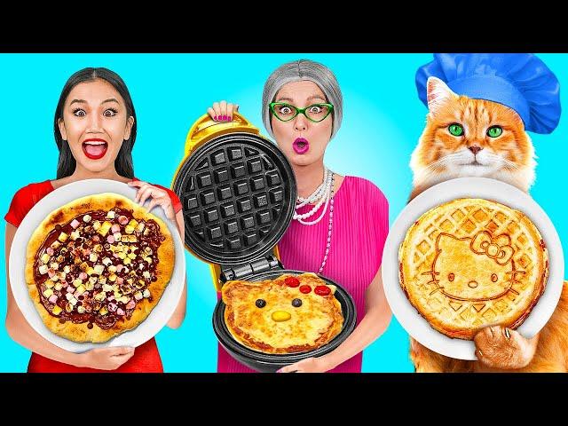 123 GO! CHALLENGE: Io VS Nonna VS Gatto || Fantastici Gadget Da Cucina Per Cucinare Meglio