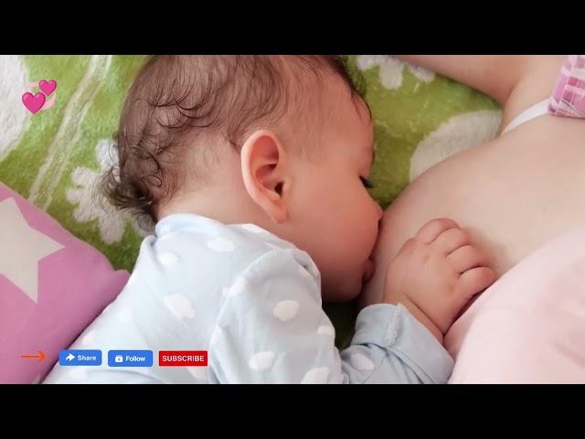 Happy baby having breastfeeding mom on tiktok #shorts