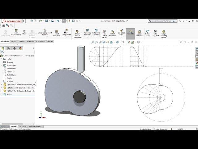 Cam profile design for knife edge follower in solidworks