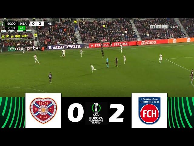 Hearts gegen 1. FC Heidenheim [0-2] | Conference League 2024/25 | Spielen Höhepunkte!