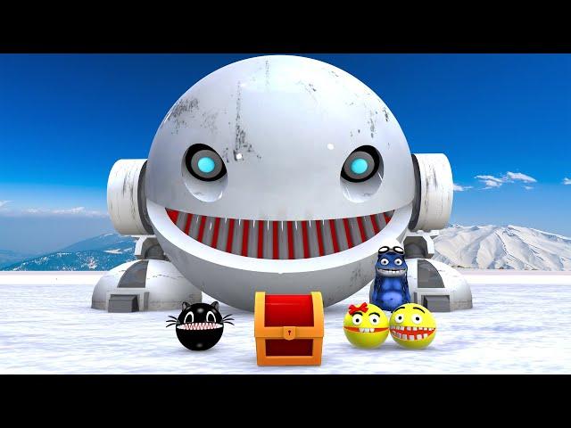 ROBOT PACMAN VS MS PACMAN VS PACMAN MONSTER GAME TREASURE HUNT |CRAZY FROG MERRY CHRISTMAS CHALLENGE