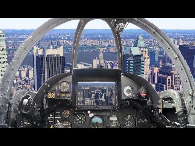 New York city helicopter tour flying thru w Google earth studio, onboard cockpit-mounted camera view