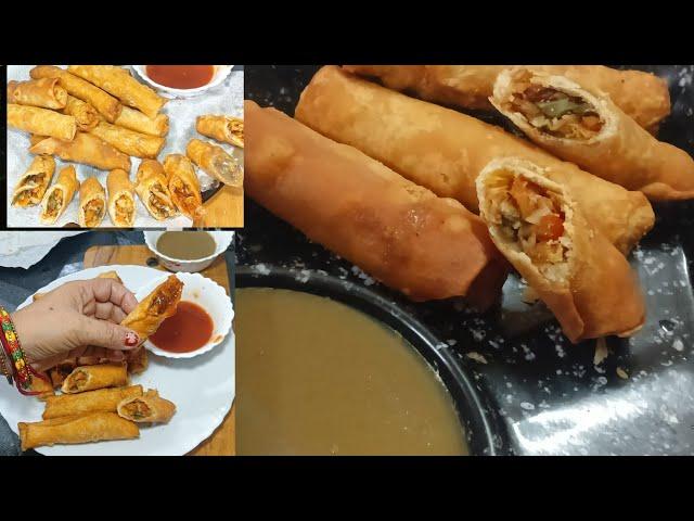 वेज स्प्रिंग रोल्स, घर की शीट से बने |spring Rolls with Homemade sheets...